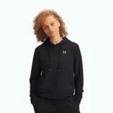 Canguro deportivo Under Armour con capucha y cordones ajustables, confeccionado en tejido Sport Terry. Presenta un diseño minimalista en color negro con el logo de la marca estampado en contraste en el pecho.