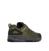Championes de senderismo Columbia modelo Peakfreak II OutDry, color verde oliva con detalles en negro. Presentan una construcción de malla técnica con refuerzos impresos en 3D, tecnología impermeable OutDry, sistema Navic Fit para mayor estabilidad y suela Adapt Trax de alta tracción.