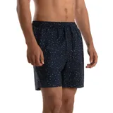 Short de baño Quiksilver modelo Minichaos, color azul marino con estampa geométrica de pequeños cuadrados multicolor. Cuenta con cintura elástica y cordón ajustable contrastante.