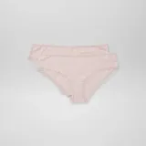 Pack de dos culottes de algodón color lila, con bordes de encaje festoneado.