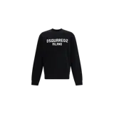 Buzo negro de cuello redondo con el logotipo de Dsquared2 Milano estampado en el pecho en color blanco.