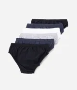 Pack de 7 slips de algodón en colores surtidos: negro, azul marino, gris y blanco.