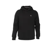 Canguro Jordan Essentials con capucha, confeccionado en tejido fleece de color negro. Presenta un diseño minimalista con el logo Jumpman bordado en blanco en el pecho y bolsillo frontal tipo canguro.
