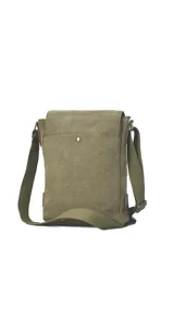 Morral versátil de tela canvas gris con detalles en cuero sintético marrón. Cuenta con tapa frontal con broches magnéticos, bolsillo tipo guantera bajo la tapa, división interna desmontable con velcro y correa larga regulable.