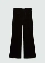 Pantalón culotte crop de tiro alto confeccionado en tejido de pana de mezcla de algodón, con cierre de cremallera y botón, trabillas para cinto y bolsillos de parche delanteros y traseros.