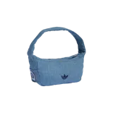 Cartera de hombro Adidas confeccionada en denim con efecto lavado, con cierre superior y logo del trifolio bordado en el frente.