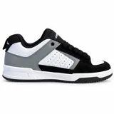 Championes Airwalk modelo Giro, diseño de caña baja con estilo skater, combinación de colores negro, blanco y gris, con cordones gruesos y suela de goma.