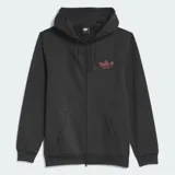 Campera con capucha Adidas de color negro con cierre frontal y bolsillos tipo canguro. Presenta un pequeño estampado en el pecho con el diseño de Mark Gonzales.