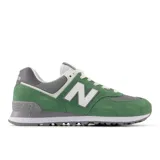 Championes New Balance 574 de hombre, color verde con detalles en gris y blanco.