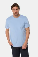 Remera básica de algodón color azul marino, de manga corta, con cuello redondo y logo bordado en el frente.