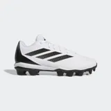 Championes de béisbol Adidas Impact 2.0, color blanco con las icónicas tres tiras en negro. Presentan una parte superior sintética resistente, forro textil y suela exterior de goma con tapones moldeados para mayor tracción en tierra y césped.