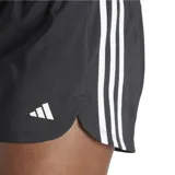 Short deportivo Adidas color negro con cintura elástica, logo estampado y tres tiras blancas en los laterales.