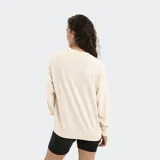 Buzo de algodón con cuello redondo y diseño holgado, con efecto lavado y estampa frontal colorida con motivos de playa y olas.