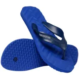 Sandalias de hombre Havaianas modelo Track Waves de color azul, con tiras anchas texturizadas, plantilla con diseño en relieve y suela de goma flexible y antideslizante.