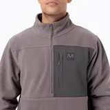 Buzo polar de hombre con media cremallera, confeccionado en microfleece suave. Presenta un diseño de cuello alto, bolsillo frontal con cierre y panel de contraste en nylon ripstop en el pecho con logo de la marca. Cuenta con mangas largas y terminaciones elásticas para un mejor ajuste.