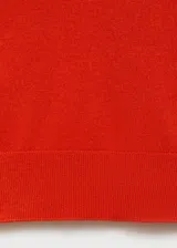 Jersey de punto fino color rojo, con cuello en V y manga larga de diseño recto.