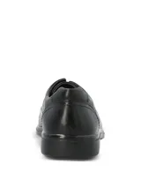 Zapato formal de cuero color negro, de diseño clásico con cordones y costuras visibles en la puntera.