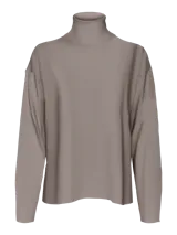 Sweater de tejido de punto con cuello alto y mangas largas, de calce estándar y diseño minimalista en color gris topo.