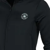 Campera deportiva Converse con cierre frontal, cuello alto y bolsillos laterales. Presenta el logo de la marca estampado en el pecho.