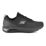 Championes deportivos Skechers GOwalk Air 2.0, color negro, para hombre. Capellada de malla sin cordones con cordones elásticos en la parte delantera, plantilla Skechers Air-Cooled Goga Mat™, talón con amortiguación de aire visible Skech-Air®, tecnología Comfort Pillar Technology de alto rebote para mayor soporte y suela Goodyear Performance.