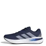 Championes de running Adidas Galaxy 7 M, color azul marino con detalles en gris y blanco. Presentan las icónicas tres bandas laterales en gris, entresuela con tecnología Cloudfoam para mayor amortiguación y suela de goma resistente.