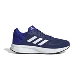 Championes Adidas Duramo SL 2.0 para hombre, color azul con detalles en blanco. Cuentan con amortiguación Lightmotion, suela de caucho, exterior de malla transpirable y revestimientos sin costuras. Fabricados con materiales reciclados.