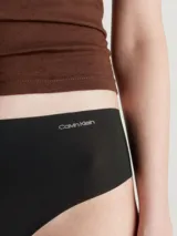 Colaless negro de talle alto Calvin Klein, confeccionado en microfibra elástica sin costuras, con logo en la cintura y refuerzo de algodón.