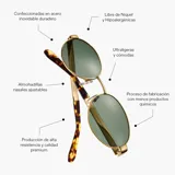 Lentes con armazón de acero inoxidable color oro y diseño geométrico hexagonal, con protección Blue Light y cristales transparentes.