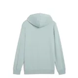 Buzo tipo canguro con capucha y cordones ajustables, de color blanco con logo de la marca estampado en el pecho.