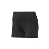 Short deportivo Reebok de color negro, de tiro alto y corte ajustado, diseñado para entrenamiento.