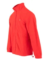 Campera polar azul marino con cierre frontal y cuello alto.