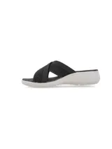 Sandalia tipo chinela Hush Puppies modelo Nerio, color negro, con capellada de tejido textil cruzado y suela de poliuretano en color blanco.
