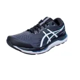 Championes de running Asics modelo Gel-Hypersonic 3, color negro con detalles en blanco. Presentan tecnología AmpliFoam en la entresuela para mayor amortiguación y diseño de malla transpirable.