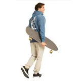 Canguro azul con capucha ajustable con cordón, bolsillo tipo canguro y logo de la marca estampado en el pecho.