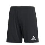 Short deportivo Adidas Ent 22 negro con logo blanco estampado en la pierna derecha. Confeccionado en poliéster reciclado, con cintura elástica y corte clásico. Ideal para entrenamiento.