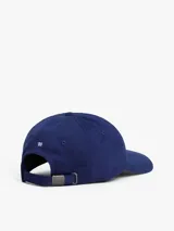 Gorra de béisbol azul marino de algodón, con seis paneles, ojales de ventilación bordados y logo de Tommy Hilfiger bordado en el frente.