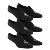 Pack de tres pares de medias invisibles negras con logo de Volcom en blanco.