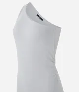 Vestido midi negro de rib con un solo hombro.