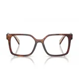Lentes Prada modelo B03 con armazón rectangular de acetato con patrón carey en tonos marrones.