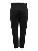 Jean mom fit de tiro alto en denim, corte relajado y cómodo con bolsillos traseros.