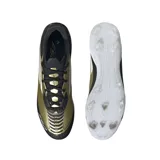 Championes de fútbol Adidas F50 League Messi FG, color dorado con detalles en negro y blanco.