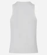 Musculosa básica verde claro de ribana de algodón con textura acanalada y cuello redondo.