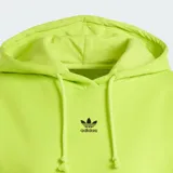 Hoodie Adidas Adicolor Essentials Regular color verde lima, con capucha ajustable con cordón, bolsillo tipo canguro y el logo del trifolio bordado en el pecho.