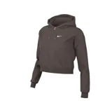 Campera deportiva Nike Dri-FIT One color marrón con cierre frontal, capucha y logo blanco en el pecho.
