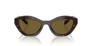 Lentes de sol Prada modelo A02, con armazón de acetato carey y lentes marrones.