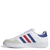 Championes Adidas Breaknet 2.0, color blanco con detalles en azul y rojo.