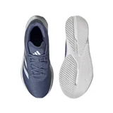 Championes de running Adidas Duramo SL, color azul con detalles plateados y suela blanca. Presentan empeine de monomalla ligera y mediasuela LIGHTMOTION.