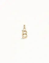 Dije colgante con forma de letra B, color dorado, con argolla para colgar.