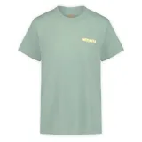 Remera Merrell de manga corta y cuello redondo color verde, con pequeño estampado de la marca en el pecho.