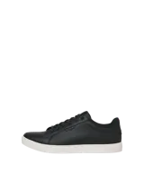 Championes negros de Jack & Jones, modelo Trent, con suela de goma blanca, puntera redonda y cordones.